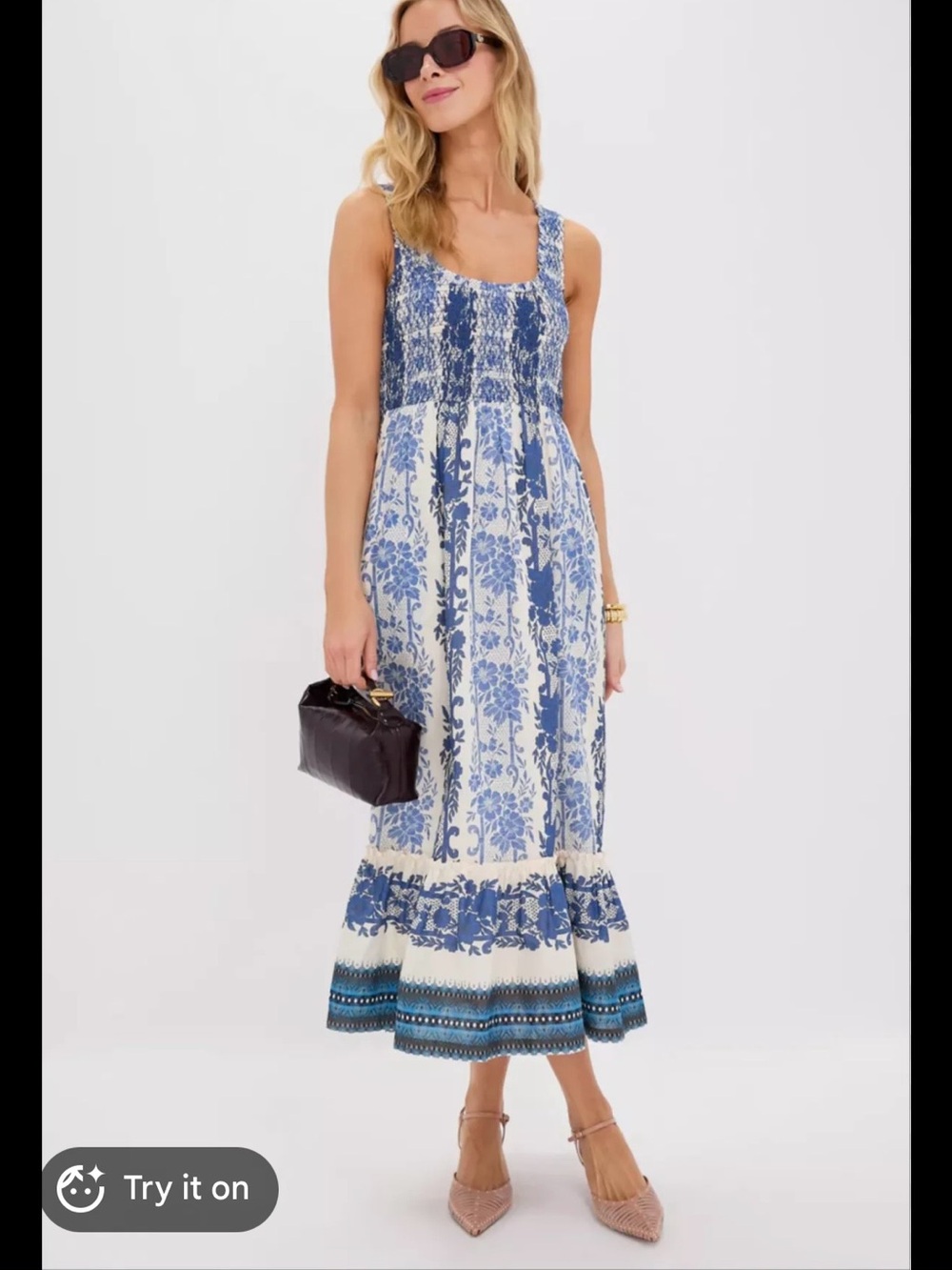 Tuckernuck Bondi Blues Blue Floral Smocked Maxi Dress - Women